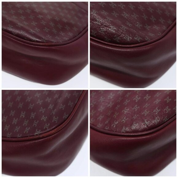 CELINE Macadam Canvas Shoulder Bag Red Gold Auth - Picture 16 of 16